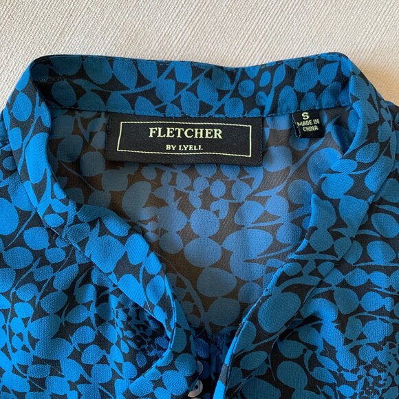 Fletcher Sheer Short Statement Sleeve Blouse Bow Tie Neck Whimsigoth Dark Fairy - Picture 8 of 9